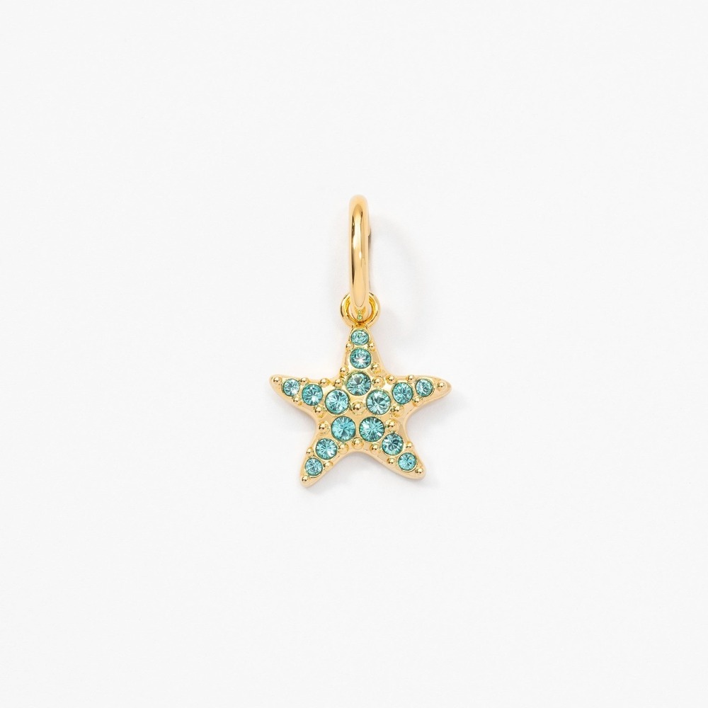 Touchstone Crystal by Swarovski Starfish Charm Gold Plated Turquoise Pendant